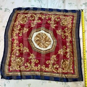 Echo Red and Gold Ornate Baroque Style Silk Scarf Old Money Excellent Condition